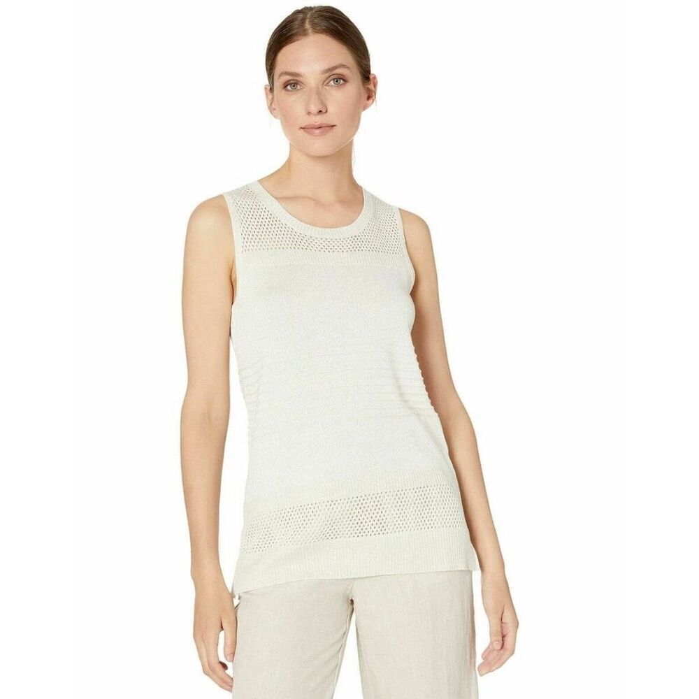Calvin Klein Womens Metallic Knit Sleeveless Top Gold Champagne M9DS6701 XL